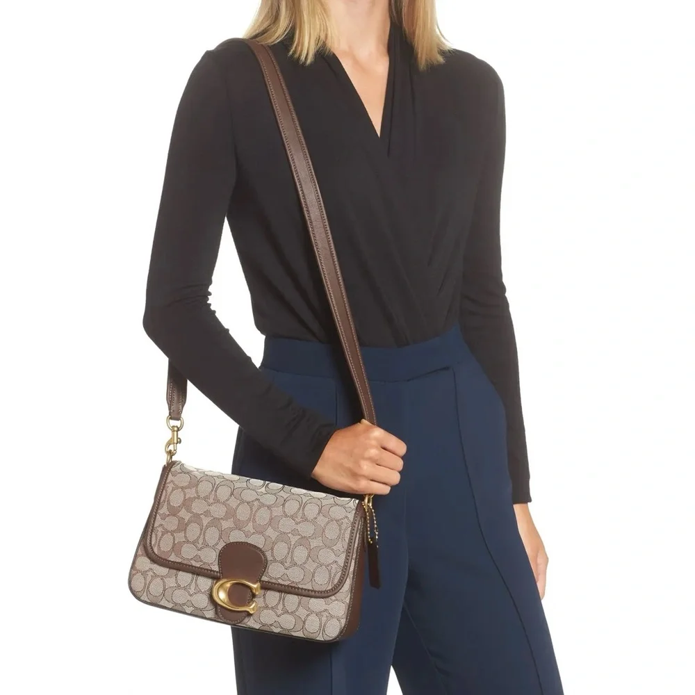 Coach Soft Tabby Signature Shoulder Crossbody Bag in Maple - Picture 9 of 16